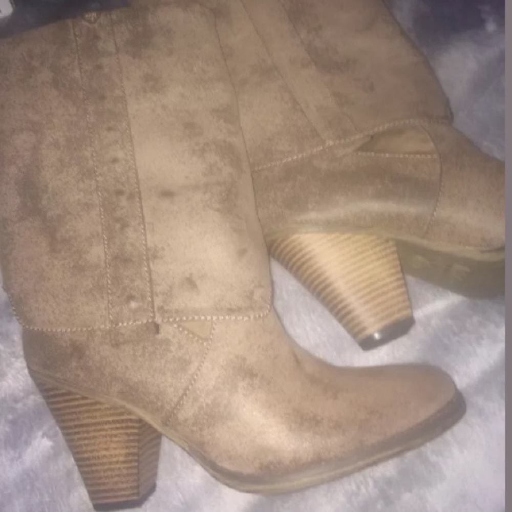 Mia taupe  fold down calf boot boho Coachella
